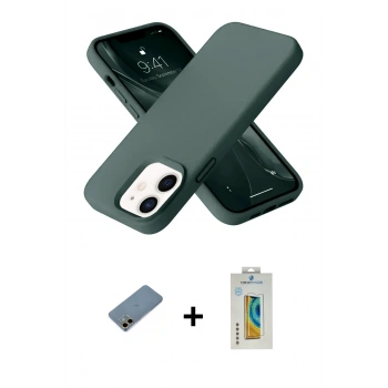 MARSİLYAN™- iPhone 12 Kılıf Ahenk Serisi - Siyah Polymer Nano Ekran Koruyucu + Shine Kamera Lens Koruma Cam - GD