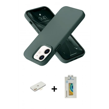MARSİLYAN™- iPhone 12 Kılıf Ahenk Serisi - Siyah Polymer Nano Ekran Koruyucu + Renkli Kamera Lens Koruma Cam - SI
