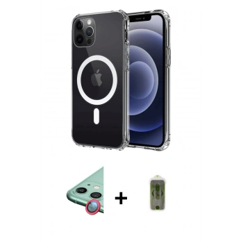 MARSİLYAN™- iPhone 12 Kılıf Ahenk Yansıma Prime - Siyah Joko Magic 5D Hayalet Cam + Raze Metal Kamera Lens - KI