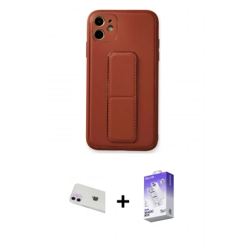 MARSİLYAN™- iPhone 12 Kılıf Akış Doku - Siyah Bilvis 5in1 3D Magic Cam Ekran Koruyucu + Rainbow Kamera Lens Koruma Cam - MR