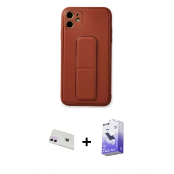 MARSİLYAN™- iPhone 12 Kılıf Akış Doku - Siyah Bilvis 5in1 5D Magic Hayalet Cam Ekran Koruyucu + Rainbow Kamera Lens Koruma Cam - MR