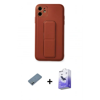 MARSİLYAN™- iPhone 12 Kılıf Akış Doku - Siyah Bilvis 5in1 5D Magic Hayalet Cam Ekran Koruyucu + Shine Kamera Lens Koruma Cam - SABE