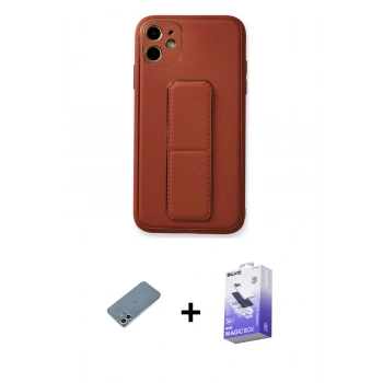 MARSİLYAN™- iPhone 12 Kılıf Akış Doku - Siyah Bilvis 5in1 5D Magic Hayalet Cam Ekran Koruyucu + Shine Kamera Lens Koruma Cam - GS