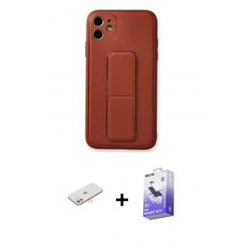 MARSİLYAN™- iPhone 12 Kılıf Akış Doku - Siyah Bilvis 5in1 5D Magic Hayalet Cam Ekran Koruyucu + Renkli Kamera Lens Koruma Cam - YL