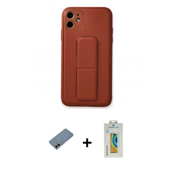 MARSİLYAN™- iPhone 12 Kılıf Akış Doku - Siyah Polymer Nano Ekran Koruyucu + Shine Kamera Lens Koruma Cam - GD