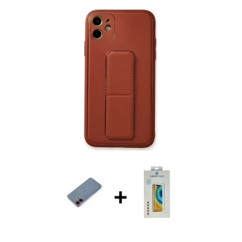 MARSİLYAN™- iPhone 12 Kılıf Akış Doku - Siyah Polymer Nano Ekran Koruyucu + Metal Kamera Lens Koruma Cam - KI