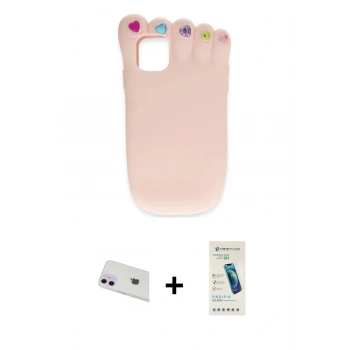 MARSİLYAN™- iPhone 12 Kılıf Akış Yansıma - Şeffaf Pasifik Cam Ekran Koruyucu + Rainbow Kamera Lens Koruma Cam - MR