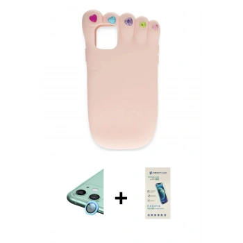 MARSİLYAN™- iPhone 12 Kılıf Akış Yansıma - Şeffaf Pasifik Cam Ekran Koruyucu + Raze Metal Kamera Lens - MI