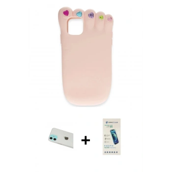 MARSİLYAN™- iPhone 12 Kılıf Akış Yansıma - Şeffaf Pasifik Cam Ekran Koruyucu + Rainbow Kamera Lens Koruma Cam - YL