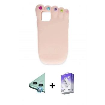 MARSİLYAN™- iPhone 12 Kılıf Akış Yansıma - Siyah Bilvis 5in1 3D Magic Cam Ekran Koruyucu + Raze Metal Kamera Lens - MI
