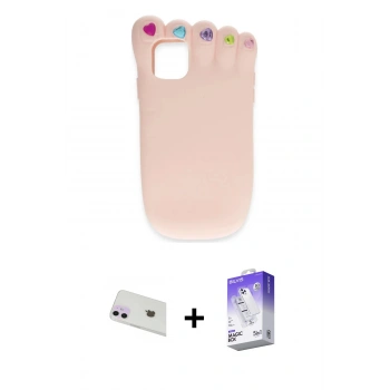 MARSİLYAN™- iPhone 12 Kılıf Akış Yansıma - Siyah Bilvis 5in1 3D Magic Cam Ekran Koruyucu + Rainbow Kamera Lens Koruma Cam - MR