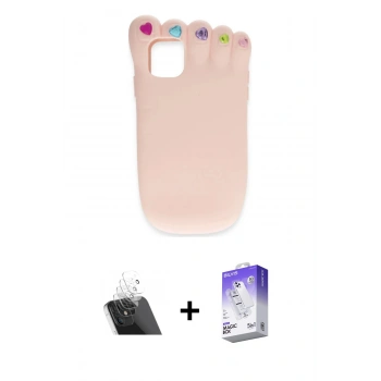 MARSİLYAN™- iPhone 12 Kılıf Akış Yansıma - Siyah Bilvis 5in1 3D Magic Cam Ekran Koruyucu + Kamera Lens Koruma Cam - SF