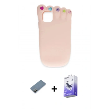 MARSİLYAN™- iPhone 12 Kılıf Akış Yansıma - Siyah Bilvis 5in1 5D Magic Hayalet Cam Ekran Koruyucu + Metal Kamera Lens Koruma Cam - GD