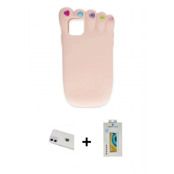 MARSİLYAN™- iPhone 12 Kılıf Akış Yansıma - Siyah Polymer Nano Ekran Koruyucu + Rainbow Kamera Lens Koruma Cam - MR