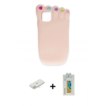MARSİLYAN™- iPhone 12 Kılıf Akış Yansıma - Siyah Polymer Nano Ekran Koruyucu + Renkli Kamera Lens Koruma Cam - SI