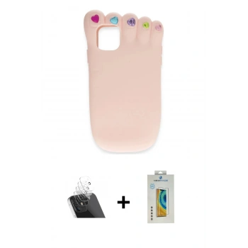 MARSİLYAN™- iPhone 12 Kılıf Akış Yansıma - Siyah Polymer Nano Ekran Koruyucu + Kamera Lens Koruma Cam - SF