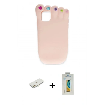 MARSİLYAN™- iPhone 12 Kılıf Akış Yansıma - Siyah Polymer Nano Ekran Koruyucu + Renkli Kamera Lens Koruma Cam - TU
