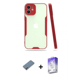 MARSİLYAN™- iPhone 12 Kılıf Atlas Asil Serisi - Siyah Bilvis 5in1 3D Magic Cam Ekran Koruyucu + Metal Kamera Lens Koruma Cam - AKYL