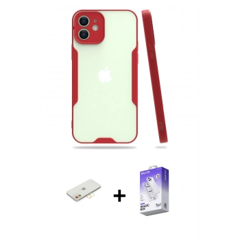 MARSİLYAN™- iPhone 12 Kılıf Atlas Asil Serisi - Siyah Bilvis 5in1 3D Magic Cam Ekran Koruyucu + Renkli Kamera Lens Koruma Cam - SI