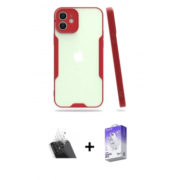 MARSİLYAN™- iPhone 12 Kılıf Atlas Asil Serisi - Siyah Bilvis 5in1 3D Magic Cam Ekran Koruyucu + Kamera Lens Koruma Cam - SF