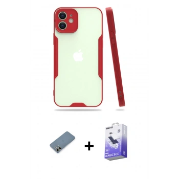 MARSİLYAN™- iPhone 12 Kılıf Atlas Asil Serisi - Siyah Bilvis 5in1 5D Magic Hayalet Cam Ekran Koruyucu + Metal Kamera Lens Koruma Cam - AKYL
