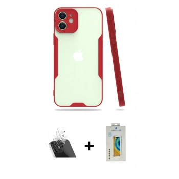 MARSİLYAN™- iPhone 12 Kılıf Atlas Asil Serisi - Siyah Polymer Nano Ekran Koruyucu + Kamera Lens Koruma Cam - SF