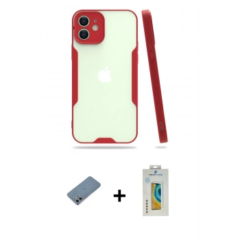 MARSİLYAN™- iPhone 12 Kılıf Atlas Asil Serisi - Siyah Polymer Nano Ekran Koruyucu + Shine Kamera Lens Koruma Cam - SABE