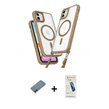 MARSİLYAN™- iPhone 12 Kılıf Atlas Doku Koleksiyonu - Şeffaf Pasifik Cam Ekran Koruyucu + Shine Kamera Lens Koruma Cam - PE