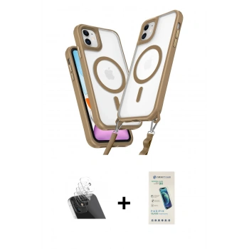 MARSİLYAN™- iPhone 12 Kılıf Atlas Doku Koleksiyonu - Şeffaf Pasifik Cam Ekran Koruyucu + Kamera Lens Koruma Cam - SF