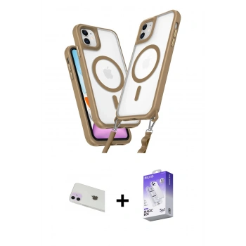 MARSİLYAN™- iPhone 12 Kılıf Atlas Doku Koleksiyonu - Siyah Bilvis 5in1 3D Magic Cam Ekran Koruyucu + Rainbow Kamera Lens Koruma Cam - MR