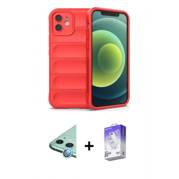 MARSİLYAN™- iPhone 12 Kılıf Atlas Koleksiyonu - Siyah Bilvis 5in1 3D Magic Cam Ekran Koruyucu + Raze Metal Kamera Lens - MI