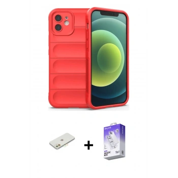 MARSİLYAN™- iPhone 12 Kılıf Atlas Koleksiyonu - Siyah Bilvis 5in1 3D Magic Cam Ekran Koruyucu + Renkli Kamera Lens Koruma Cam - TU