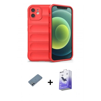 MARSİLYAN™- iPhone 12 Kılıf Atlas Koleksiyonu - Siyah Bilvis 5in1 5D Magic Hayalet Cam Ekran Koruyucu + Shine Kamera Lens Koruma Cam - SABE