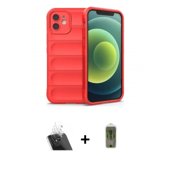 MARSİLYAN™- iPhone 12 Kılıf Atlas Koleksiyonu - Siyah Joko Magic 5D Hayalet Cam + Kamera Lens Koruma Cam - SF