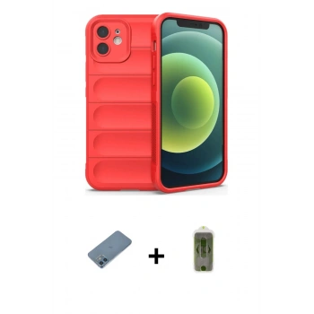 MARSİLYAN™- iPhone 12 Kılıf Atlas Koleksiyonu - Siyah Joko Magic 5D Hayalet Cam + Shine Kamera Lens Koruma Cam - MI