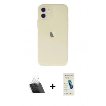 MARSİLYAN™- iPhone 12 Kılıf Atlas Minimal Prime - Şeffaf Pasifik Cam Ekran Koruyucu + Kamera Lens Koruma Cam - SF