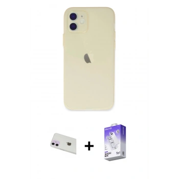 MARSİLYAN™- iPhone 12 Kılıf Atlas Minimal Prime - Siyah Bilvis 5in1 3D Magic Cam Ekran Koruyucu + Rainbow Kamera Lens Koruma Cam - MR