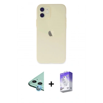 MARSİLYAN™- iPhone 12 Kılıf Atlas Minimal Prime - Siyah Bilvis 5in1 3D Magic Cam Ekran Koruyucu + Raze Metal Kamera Lens - MI