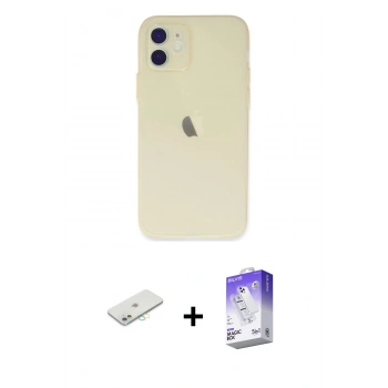 MARSİLYAN™- iPhone 12 Kılıf Atlas Minimal Prime - Siyah Bilvis 5in1 3D Magic Cam Ekran Koruyucu + Renkli Kamera Lens Koruma Cam - SI