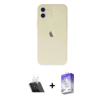 MARSİLYAN™- iPhone 12 Kılıf Atlas Minimal Prime - Siyah Bilvis 5in1 3D Magic Cam Ekran Koruyucu + Kamera Lens Koruma Cam - SF