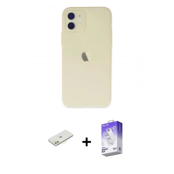MARSİLYAN™- iPhone 12 Kılıf Atlas Minimal Prime - Siyah Bilvis 5in1 3D Magic Cam Ekran Koruyucu + Renkli Kamera Lens Koruma Cam - TU