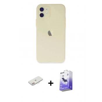 MARSİLYAN™- iPhone 12 Kılıf Atlas Minimal Prime - Siyah Bilvis 5in1 5D Magic Hayalet Cam Ekran Koruyucu + Renkli Kamera Lens Koruma Cam - PE