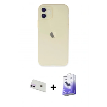 MARSİLYAN™- iPhone 12 Kılıf Atlas Minimal Prime - Siyah Bilvis 5in1 5D Magic Hayalet Cam Ekran Koruyucu + Rainbow Kamera Lens Koruma Cam - MR
