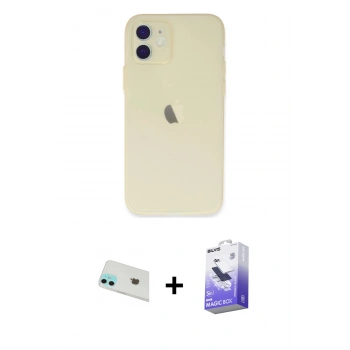 MARSİLYAN™- iPhone 12 Kılıf Atlas Minimal Prime - Siyah Bilvis 5in1 5D Magic Hayalet Cam Ekran Koruyucu + Rainbow Kamera Lens Koruma Cam - YL