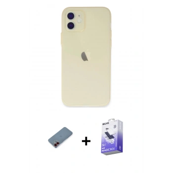 MARSİLYAN™- iPhone 12 Kılıf Atlas Minimal Prime - Siyah Bilvis 5in1 5D Magic Hayalet Cam Ekran Koruyucu + Metal Kamera Lens Koruma Cam - KI
