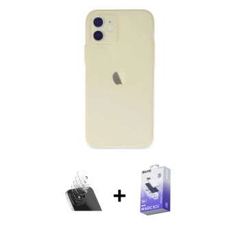 MARSİLYAN™- iPhone 12 Kılıf Atlas Minimal Prime - Siyah Bilvis 5in1 5D Magic Hayalet Cam Ekran Koruyucu + Kamera Lens Koruma Cam - SF