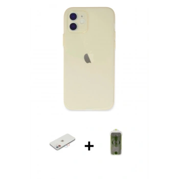MARSİLYAN™- iPhone 12 Kılıf Atlas Minimal Prime - Siyah Joko Magic 5D Hayalet Cam + Renkli Kamera Lens Koruma Cam - PE