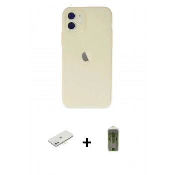MARSİLYAN™- iPhone 12 Kılıf Atlas Minimal Prime - Siyah Joko Magic 5D Hayalet Cam + Renkli Kamera Lens Koruma Cam - SI