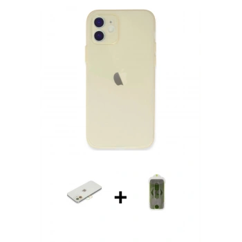MARSİLYAN™- iPhone 12 Kılıf Atlas Minimal Prime - Siyah Joko Magic 5D Hayalet Cam + Renkli Kamera Lens Koruma Cam - TU