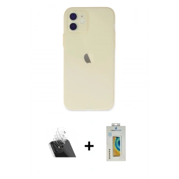 MARSİLYAN™- iPhone 12 Kılıf Atlas Minimal Prime - Siyah Polymer Nano Ekran Koruyucu + Kamera Lens Koruma Cam - SF